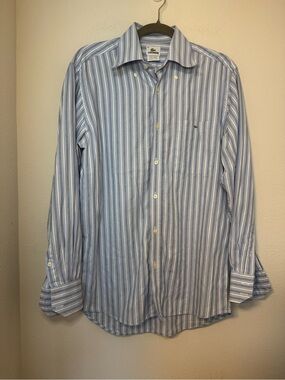 Lacoste Men’s Light Blue & White Striped Dress Shirt